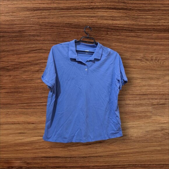 Lands End Womens Polo Shirt 2X Blue Short Sleeve Lightweight Cotton Blend Casual - Picture 1 of 8